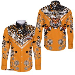 Wests Tiger Rugby Aboriginal Pattern Long Sleeve Button Shirt