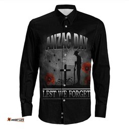 Anzac Day Remember Australia & New Zealand Long Sleeve Button Shirt