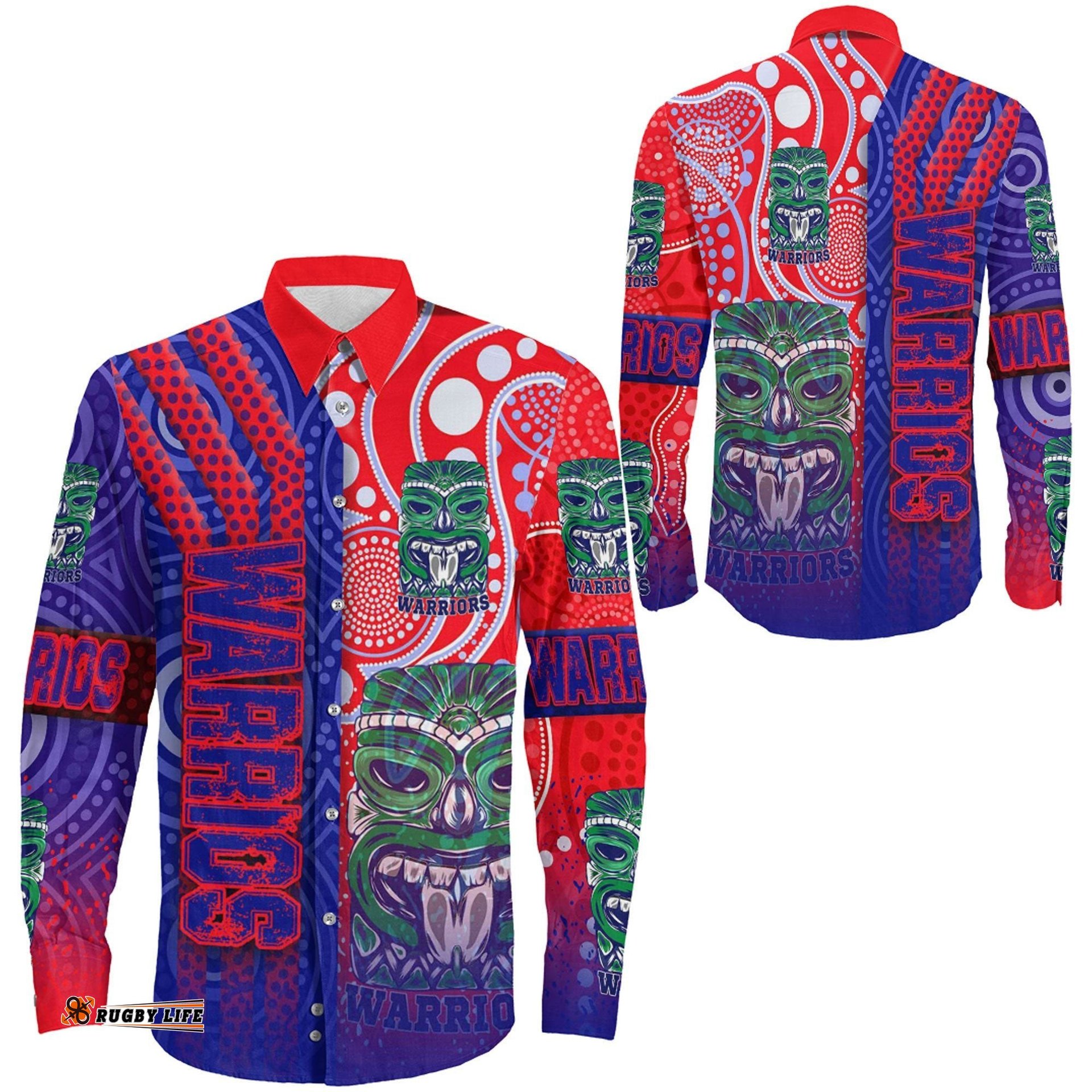 New Zealand Warriors Sporty Style Long Sleeve Button Shirt