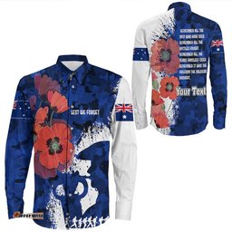 Custom Anzac Day Silhouette Soldier Long Sleeve Button Shirt
