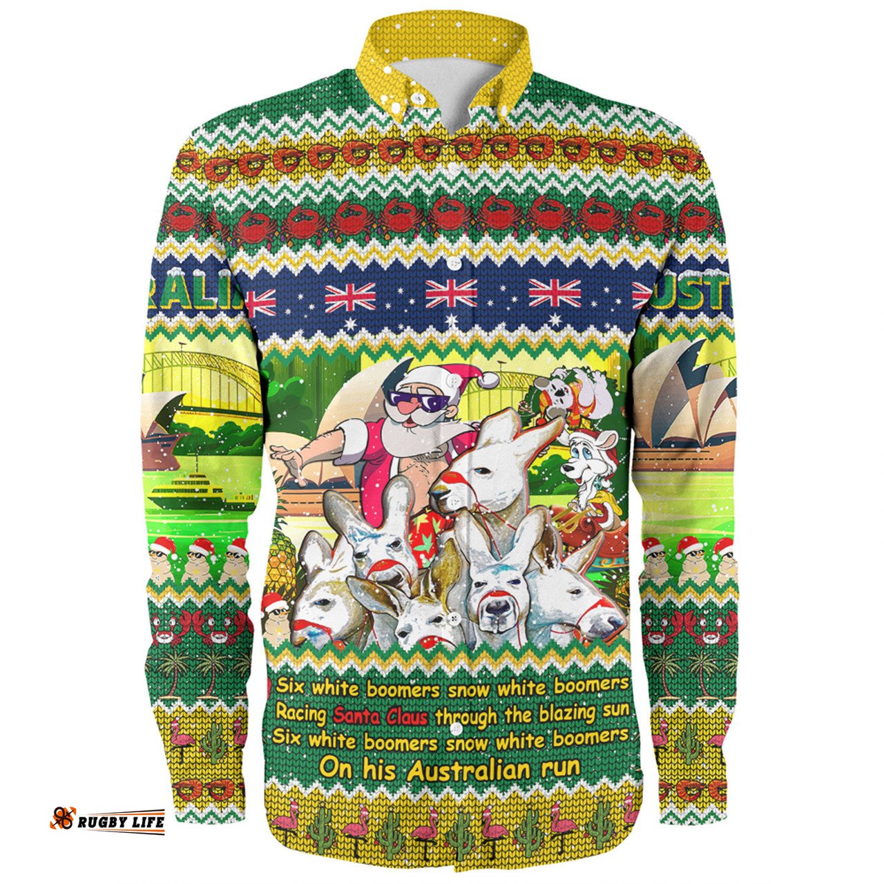 Amazing Aussie Australia Christmas Custom Six White Boomers Long Sleeve Shirt