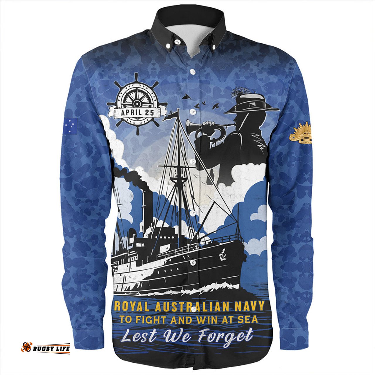 Amazing Aussie Australia Anzac Day Royal Australian Navy Camouflage Style Long Sleeve Shirt