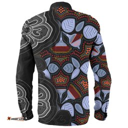 Amazing Aussie Australia Aboriginal Eucalyptus Seamless Pattern In Aboriginal Dot Art Long Sleeve Shirt