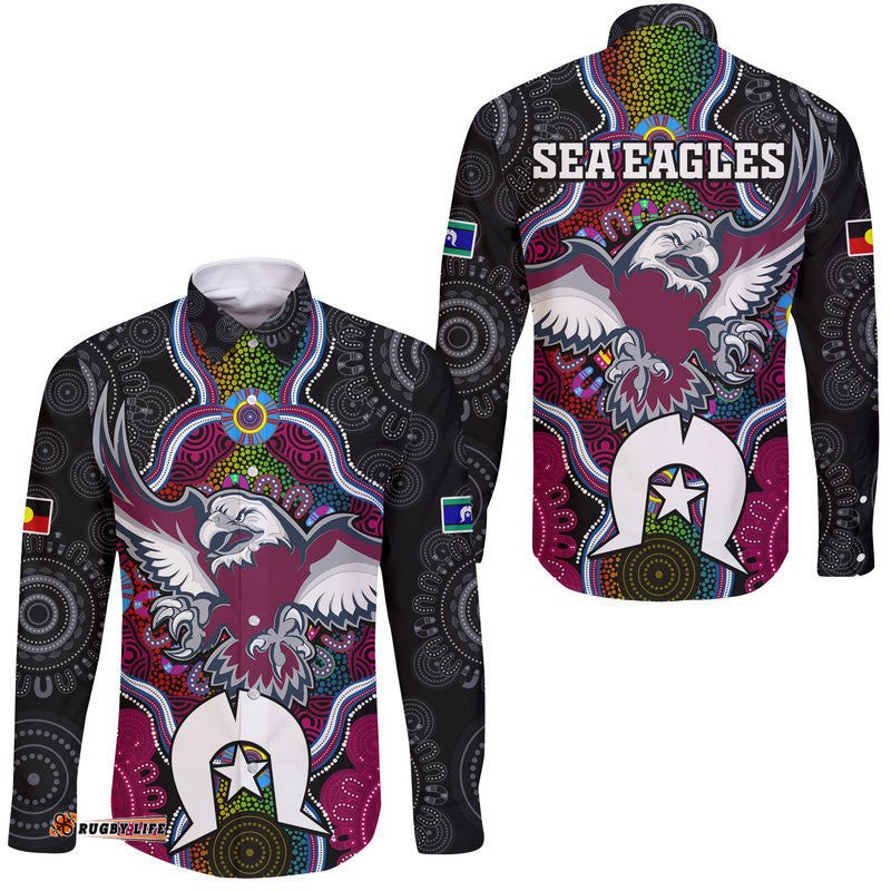 Sea Eagles Rugby NAIDOC Week Hawaii Long Sleeve Button Shirt Indigenous