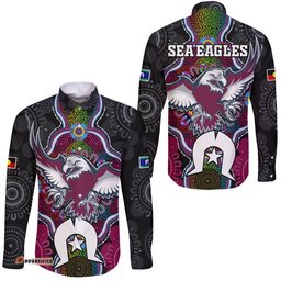 Sea Eagles Rugby NAIDOC Week Hawaii Long Sleeve Button Shirt Indigenous