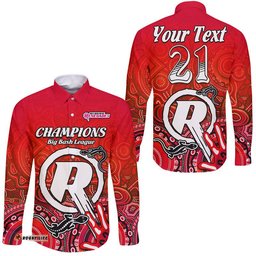Custom Personalised Melbourne Renegades Champions Long Sleeve Button Shirt Lizard Indigenous Aboriginal