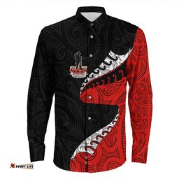 Anzac Poppy Fern Long Sleeve Button Shirt