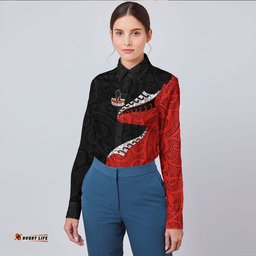 Anzac Poppy Fern Long Sleeve Button Shirt