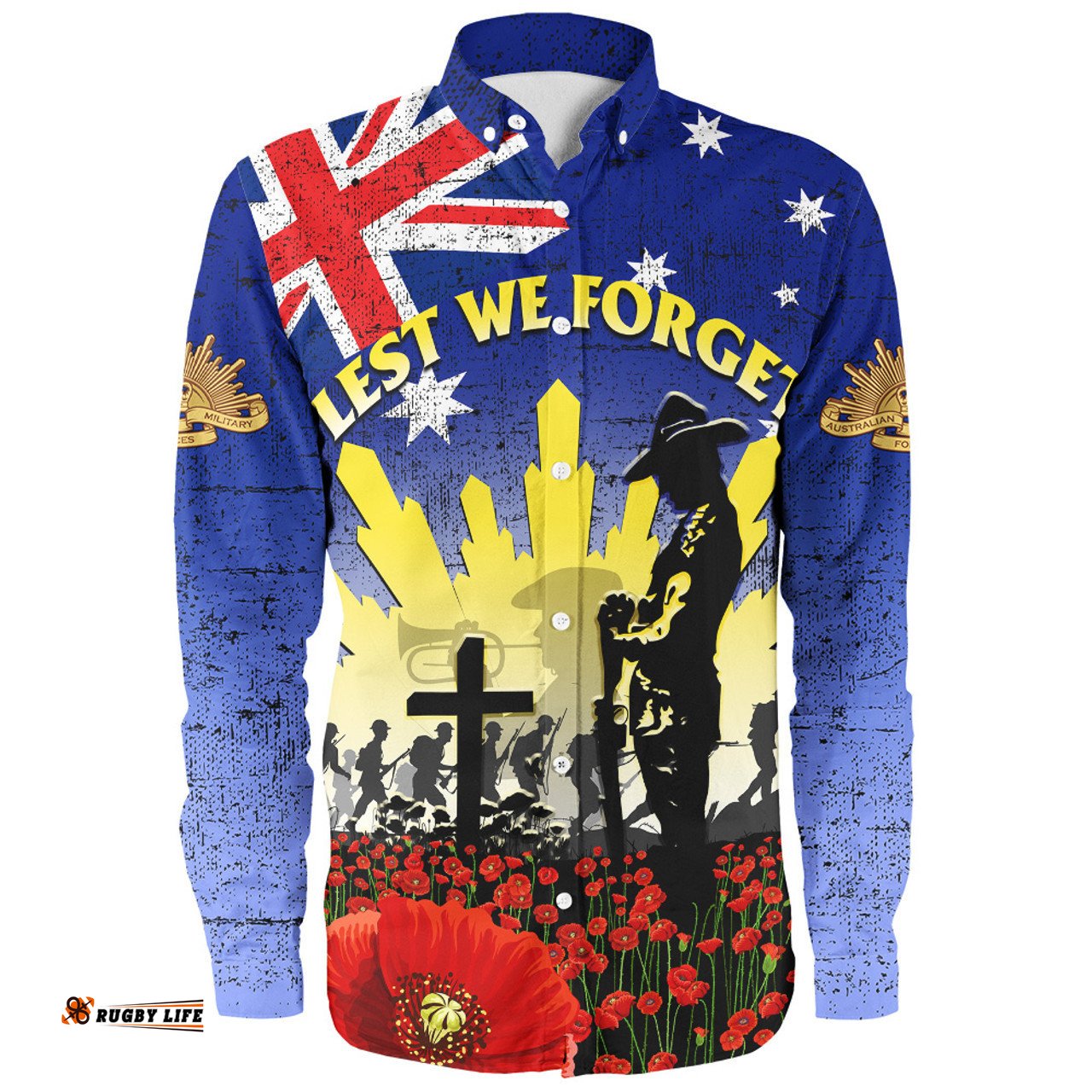Amazing Aussie Australia Anzac Day Anzac Lest We Forget Poppy Flag Sleeve Shirt Long Sleeve Shirt