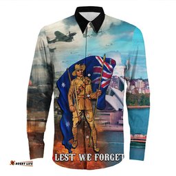 Anzac Day Australia Peace Long Sleeve Button Shirt