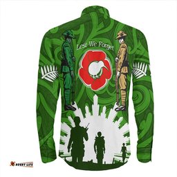 New Zealand Anzac Walking In The Sun Long Sleeve Button Shirt