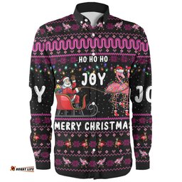 Amazing Aussie Australia Christmas Custom Aussie Christmas Pink Flamingo Santa Sleigh Long Sleeve Shirt