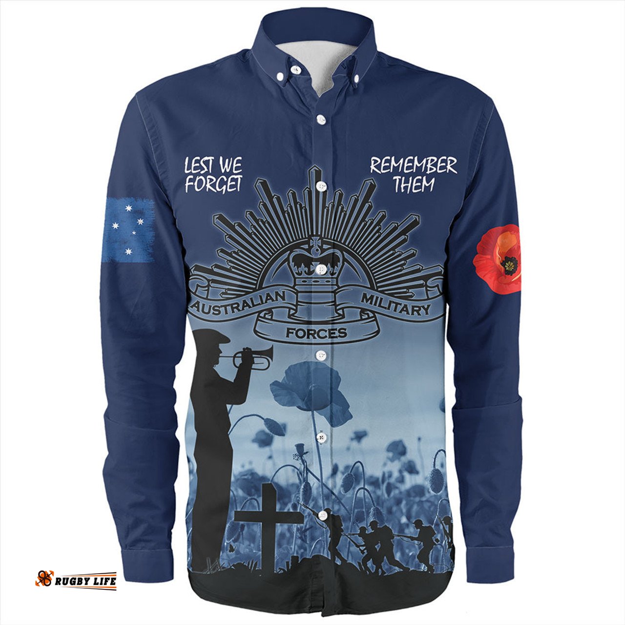 Amazing Aussie Australia Anzac Day Lest We Forget Blue Long Sleeve Shirt