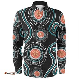 Amazing Aussie Australia Dot Painting Inspired Aboriginal Aboriginal Green Dot Patterns Art Painting Long Sleeve Shirt