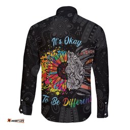 Australia Aboriginal Long Sleeve Button Shirt Autism It's Okay To Be Different