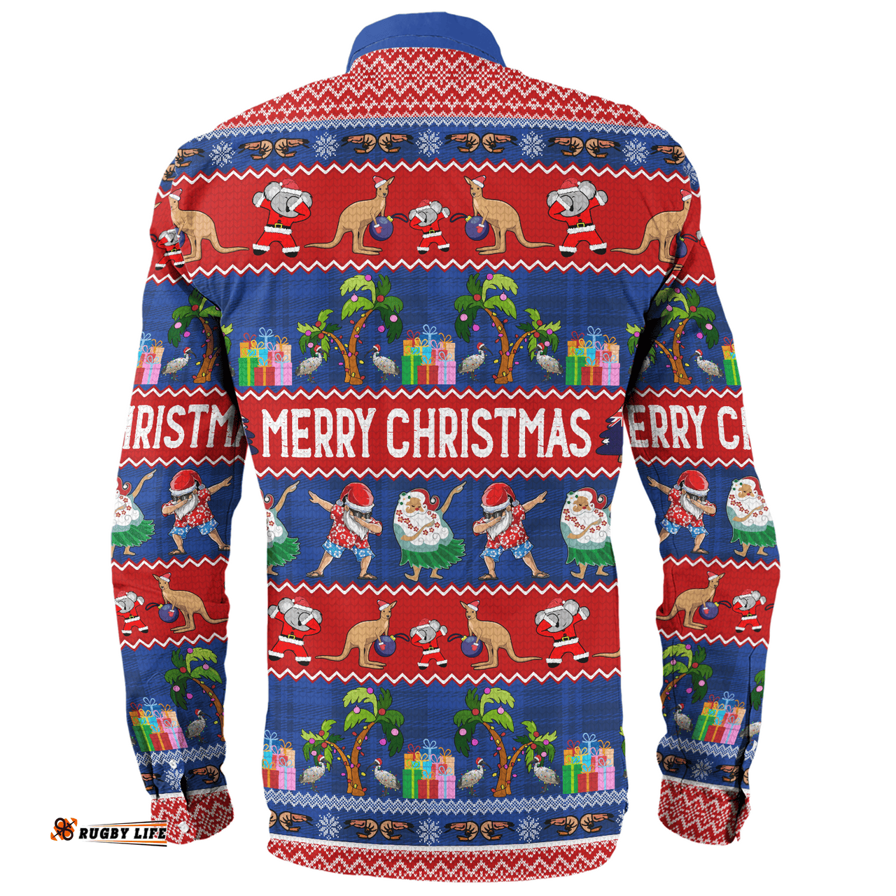 Amazing Aussie Australia Christmas Custom Tropical Ugly Xmas Santa Dapping And Dancing Long Sleeve Shirt