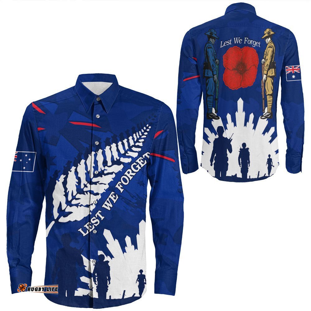 Australia Anzac Camouflage Mix Fern Long Sleeve Button Shirt