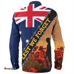 Amazing Aussie Australia Custom Anzac Day Let We Forget Barbed Wire Long Sleeve Shirt