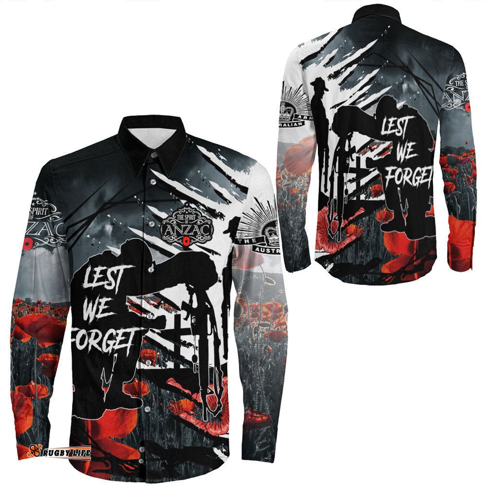 Spirit Anzac Day Soldier Long Sleeve Button Shirt