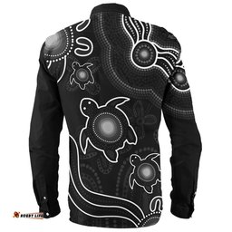Amazing Aussie Australia Aboriginal Turtle Dreaming Journey Featuring Dot Art Black Long Sleeve Shirt