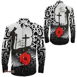 Custom Anzac Day Poppy Remembrance Long Sleeve Button Shirt