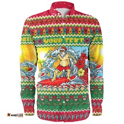 Amazing Aussie Australia Christmas Custom Surfing Santa Long Sleeve Shirt