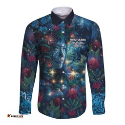 New Zealand Matariki Pohutukawa Long Sleeve Button Shirt Te Mauri te Ora