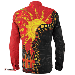 Amazing Aussie Australia Indigenous Dot Painting Inspired By The Aboriginal Flag Long Sleeve Shirt