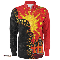 Amazing Aussie Australia Indigenous Dot Painting Inspired By The Aboriginal Flag Long Sleeve Shirt