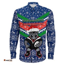 New Zealand Warriors Christmas Long Sleeve Button Shirt