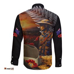 Slouch Hat and Biscuits ANZAC Long Sleeve Button Shirt with Soldier Silver Fern