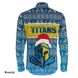 Gold Coast Titans Christmas Long Sleeve Button Shirt