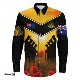 Australia Standing Guard Anzac Day Long Sleeve Button Shirt