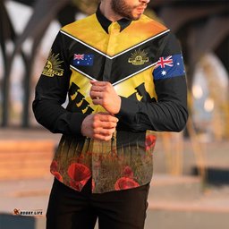 Australia Standing Guard Anzac Day Long Sleeve Button Shirt