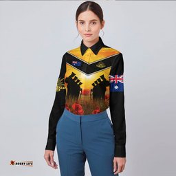 Australia Standing Guard Anzac Day Long Sleeve Button Shirt