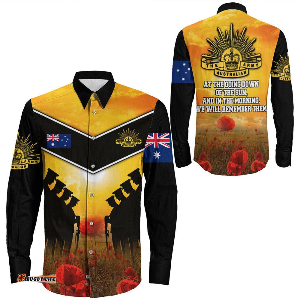 Australia Standing Guard Anzac Day Long Sleeve Button Shirt