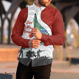 Custom New Zealand Anzac Fern & Maori Long Sleeve Button Shirt