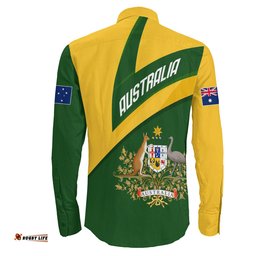 Australia Coat Of Arms Active Sport Long Sleeve Button Shirt