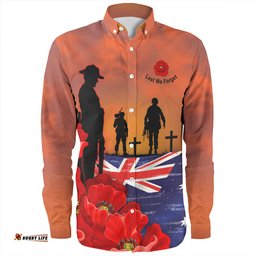 Amazing Aussie Australia Lest We Forger Soldiers Flag With Poppy Flower Long Sleeve Shirt