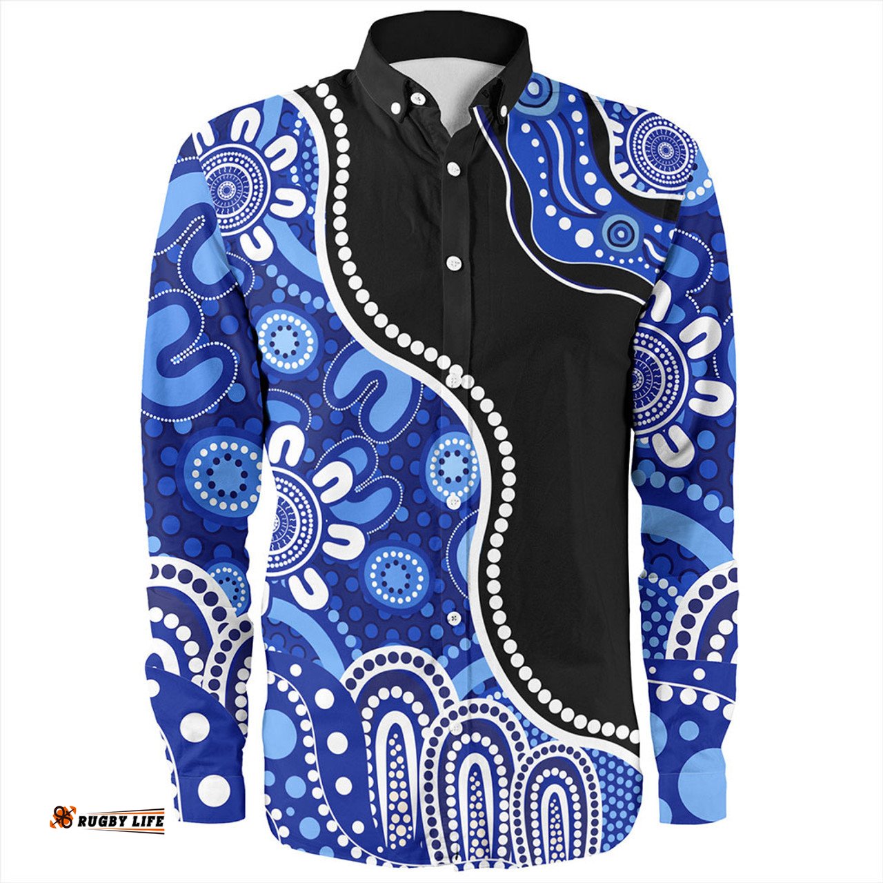 Amazing Aussie Australia Aboriginal Dot Painting Blue Long Sleeve Shirt
