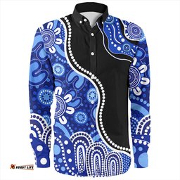 Amazing Aussie Australia Aboriginal Dot Painting Blue Long Sleeve Shirt