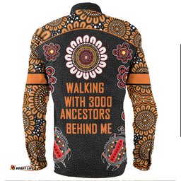 Amazing Aussie Australia Aboriginals Walking with 3000 Ancestors Behind Me Black and Orange Patternss Long Sleeve Shirt