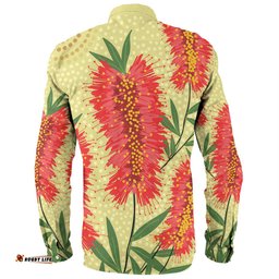 Amazing Aussie Australia Flowers Aboriginal Aboriginal Painting Red Bottle Brush Tree Long Sleeve Shirt