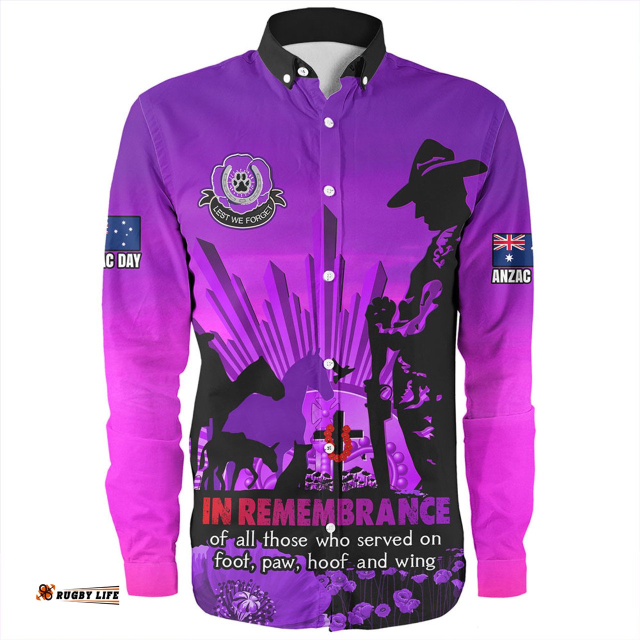 Amazing Aussie Australia Anzac Day Animal Companions Forever Remembered Long Sleeve Shirt