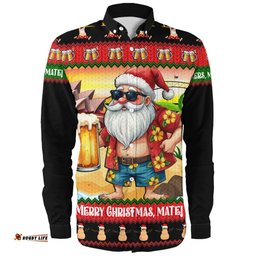 Amazing Aussie Australia Christmas Santa Beer Cheers Style Long Sleeve Shirt
