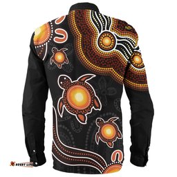 Amazing Aussie Australia Aboriginal Turtle Dreaming Journey Featuring Dot Art Orange Long Sleeve Shirt