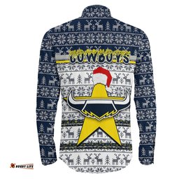 Custom North Queensland Cowboys Aboriginal Tattoo Long Sleeve Button Shirt