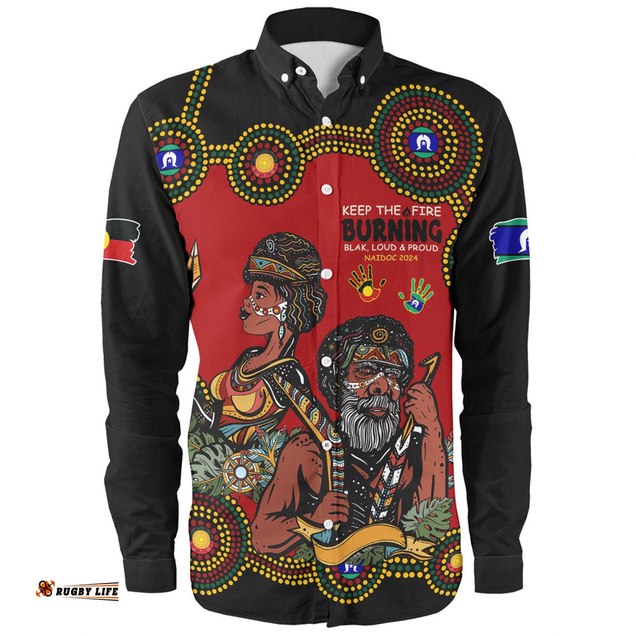 Amazing Aussie Australia Indigenous Culture Naidoc Week Keep The Fire Burning! Blak, Loud & Proud Long Sleeve Shirt