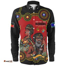 Amazing Aussie Australia Indigenous Culture Naidoc Week Keep The Fire Burning! Blak, Loud & Proud Long Sleeve Shirt