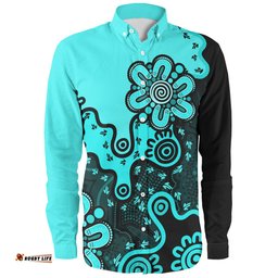 Amazing Aussie Australia Aboriginal Style Of Background Turquoise Long Sleeve Shirt